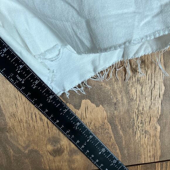 American Eagle Womens Shorts White Fringe Cut Off Low Rise Shortie Stretch 8 - Picture 8 of 11